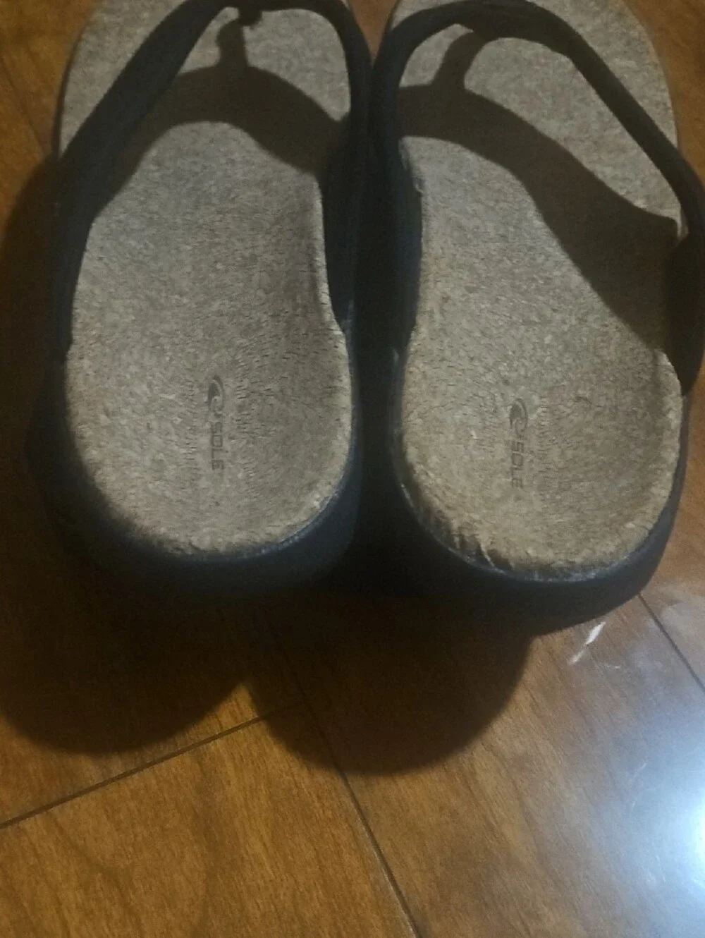 Men's Black Cork-Style Padded Toe-Post Sandals